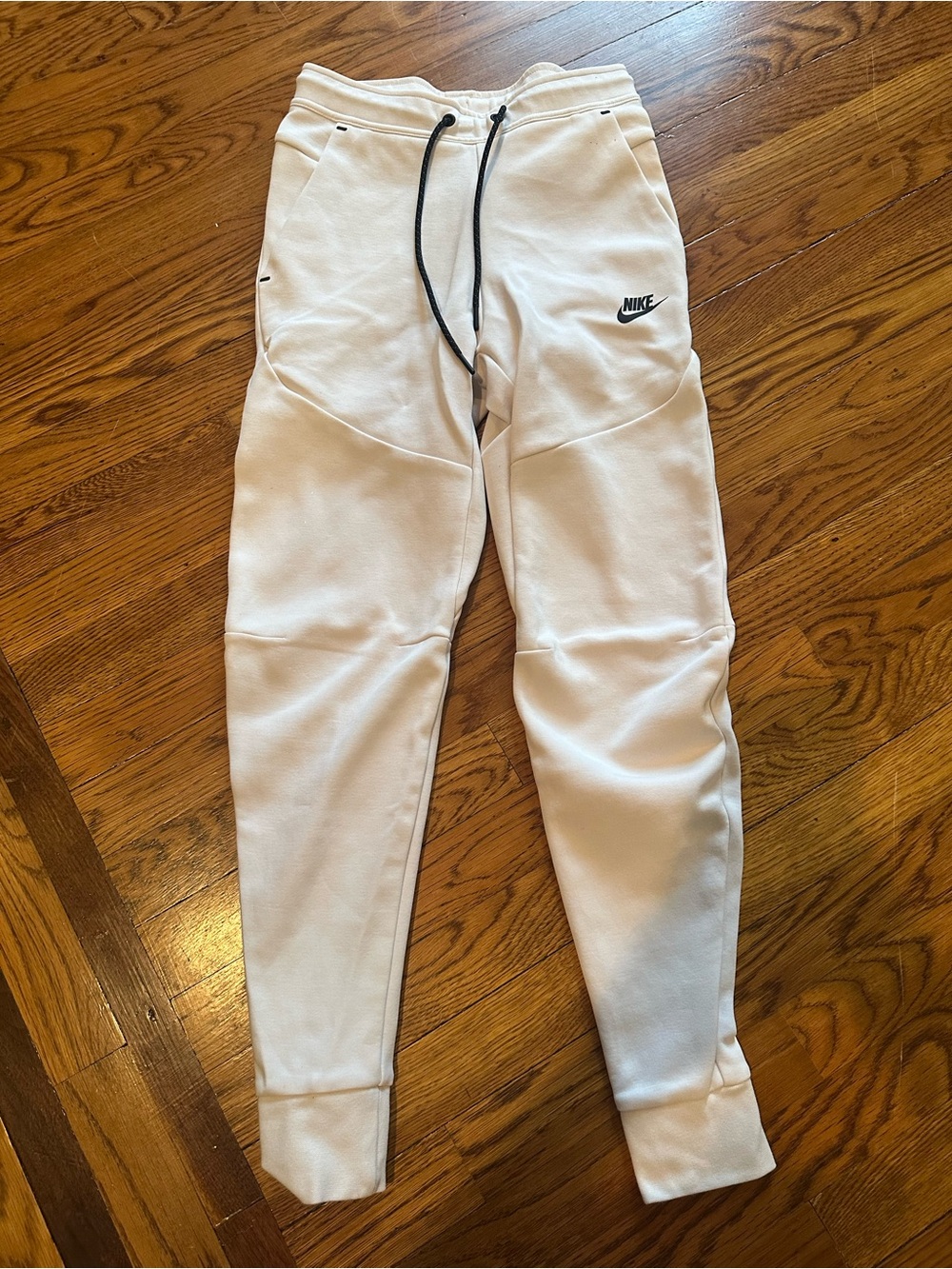 Nike White Jogger Sweatpants with Black Drawstring